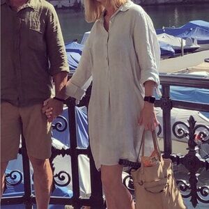 Light blue Italian Linen shirt dress. Medium. 8/10 size.